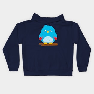 Happy Baby Bird on Branch Kids Hoodie